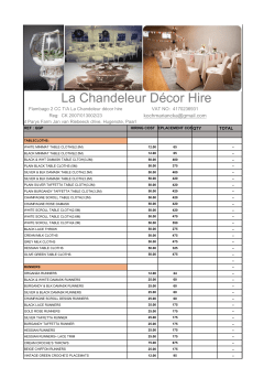 La Chandeleur D&eacute;cor Hire - Schoongezicht Restaurant