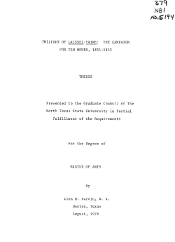 TWILIGHT OF LAISSEZ-FAIRE: THE CAMPAIGN FOR TEN HOURS