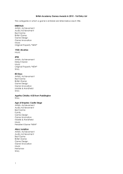 1 British Academy Games Awards in 2015 - Full