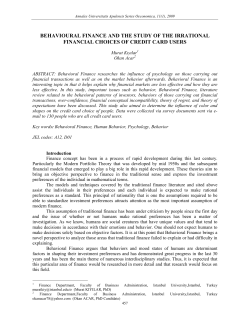 behavioural finance and the study - Annales Universitatis Apulensis