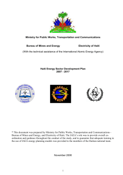 Energy Development Plan for Haiti, with a Special Focus on the