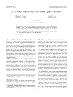 On the Nature and Importance of Cultural Tightness&ndash;Looseness