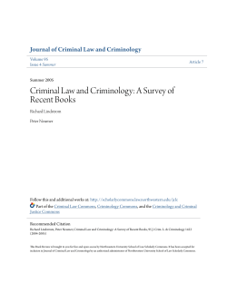Criminal Law and Criminology: A Survey of Recent Books