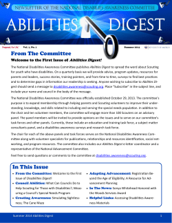 Abilities Digest, Vol 1, no 1, Spring 2014