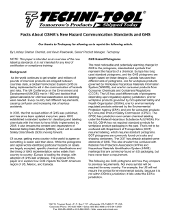 Facts About OSHA`s New Hazard Communication Standards and GHS
