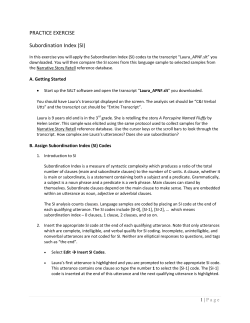 PRACTICE EXERCISE Subordination Index (SI)