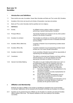 Bye-Law 15 Societies - Queen Mary Students` Union