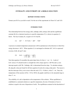 ENTHALPY AND ENTROPY OF A BORAX SOLUTION