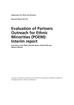 Evaluation of Partners Outreach for Ethnic Minorities (POEM