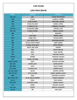 11th Grade Latin Root Words
