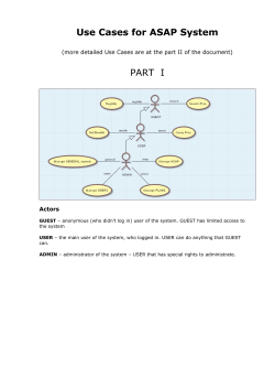 Use Cases for ASAP System PART I