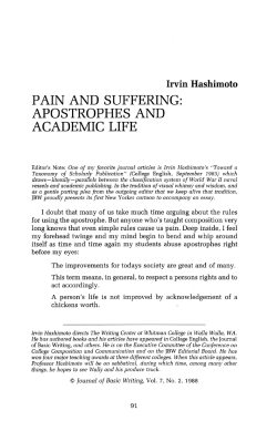 PAIN AND SUFFERING: APOSTROPHES AND ACADEMIC LIFE