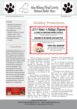 November Newsletter - New Albany/Floyd County Animal Shelter