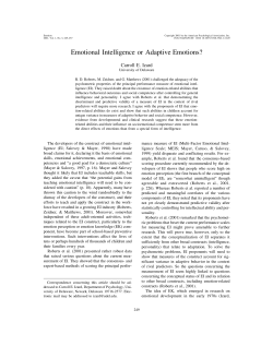 Emotional Intelligence or Adaptive Emotions?