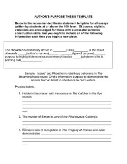 AUTHOR`S PURPOSE THESIS TEMPLATE Below is