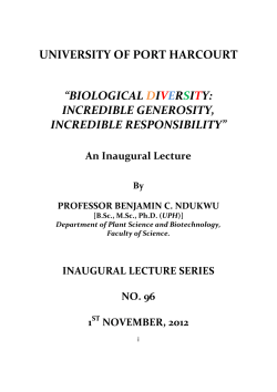 96th Inaugural Lecture - 2012 by Prof. Benjamin C. Ndukwu