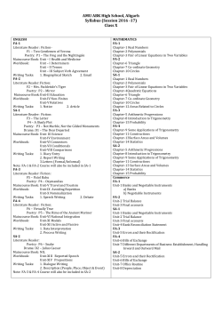AMU ABK High School, Aligarh Syllabus (Session 2016