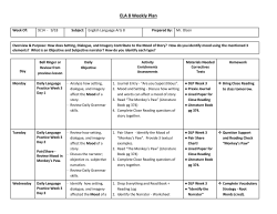 ELA 8 Weekly Plan