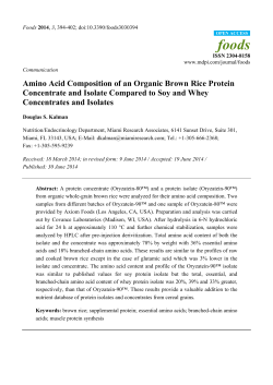 Amino Acid Composition of an Organic Brown Rice Protein