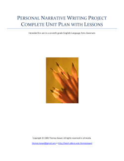 personal narrative writing project complete unit plan with lessons