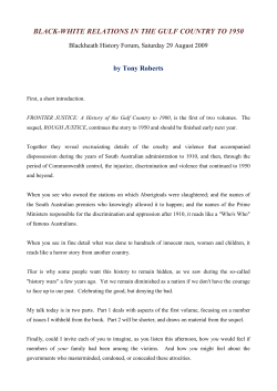 BLACK-WHITE RELATIONS IN THE GULF COUNTRY TO 1950