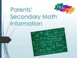 Parents` Secondary Math Information