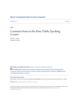 Common Sense in the Basic Public Speaking Course