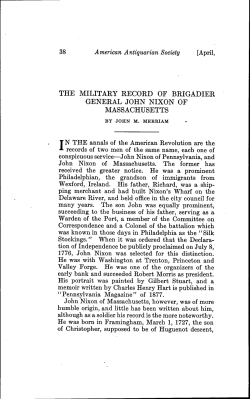 the military record of brigadier general john nixon of massachusetts