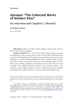 Apropos &ldquo;The Collected Works of Norbert Elias&rdquo;