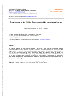 The plumbing of Old Faithful Geyser revealed by - Archimer