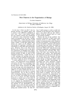 New Patterns in the Organization of Biology