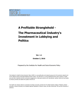 A Profitable Stranglehold - The Pharmaceutical Industry`s Investment