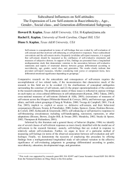 Subcultural Influences on Self-attitudes: The Expression of Low Self