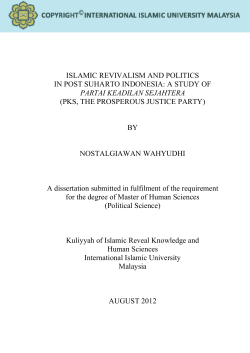 islamic revivalism and politics in post suharto indonesia: a