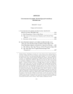 Unconscious Classism: Entity Equality for Sole Proprietors