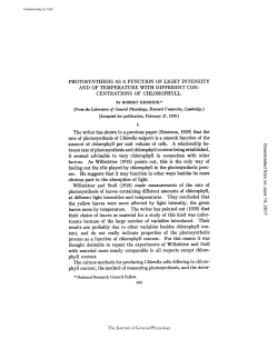 PHOTOSYNTHESIS AS A FUNCTION OF LIGHT INTENSITY AND