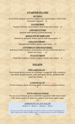 STARTER PLATES - Fisher Lake Inn