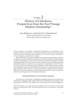 History of Giftedness: Perspectives from the Past Presage Modern