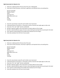 Night Study Guide for Objective Test 1. Study your reading questions