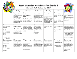 Math Calendar Activities for Grade 1