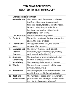 ten characteristics related to text difficulty