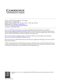 Cold-War Revisionism: A CritiqueThe Politics of War