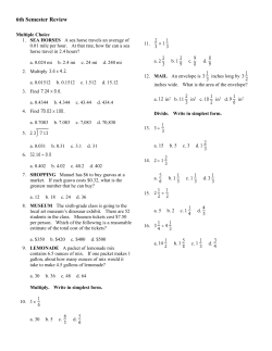 6th Semester Review