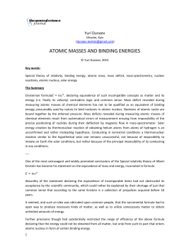 atomic masses and binding energies