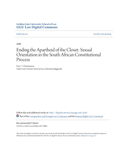 Ending the Apartheid of the Closet: Sexual Orientation in the South
