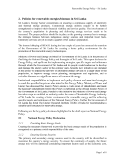 2. Policies for renewable energies/biomass in Sri Lanka