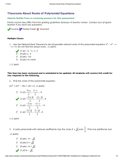 Theorems About Roots of Polynomial Equations