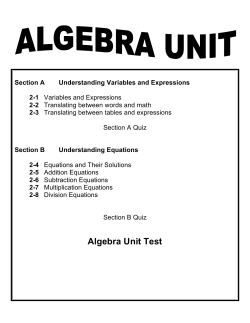 Algebra Unit Test - East Penn School District