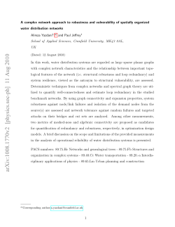 A complex network approach to robustness and vulnerability of