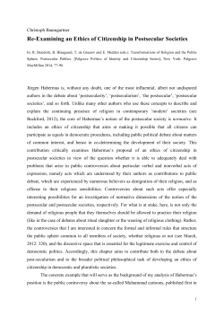 Re-examining ethics of citizenship in postsecular societies